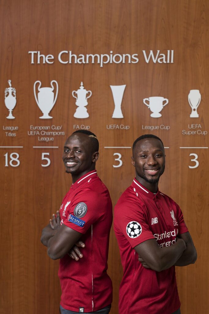 Sadio Mane and Naby Keita of Liverpool pictured at Melwood training centre